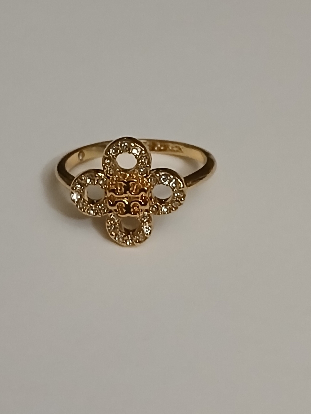Authentic Tory Burch Kira Clover Pave` Ring Size 7 - Picture 5 of 5
